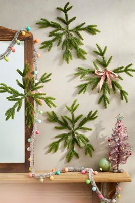 Faux Fir Snowflakes, Set of 4 Small
