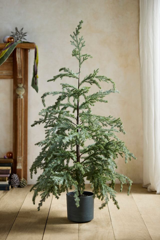Faux Potted Pine Tree, 4’ #1