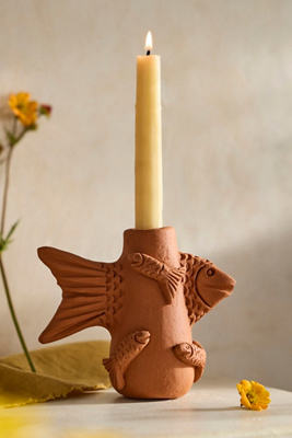 Oaxacan Clay Fish Taper Holder product page