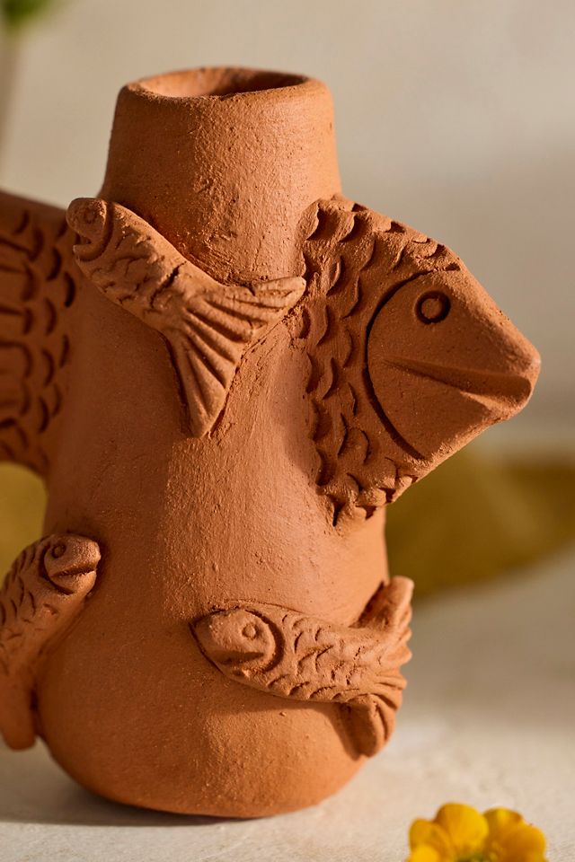 Oaxacan Clay Fish Taper Holder #1