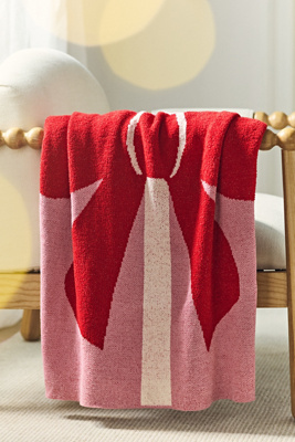 Anthropologie Bonnie Jacquard Knit Throw Blanket In Red