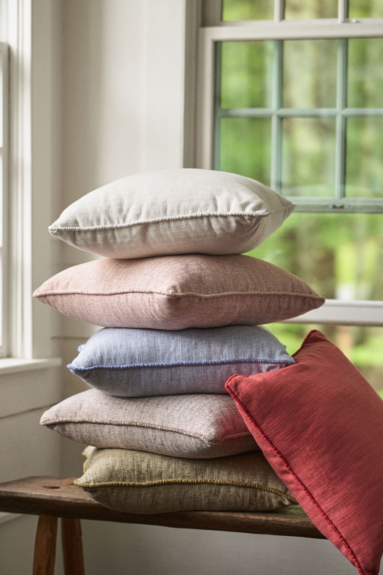Rowen Linen Blend Pillow - Peach, Standard, 20" X 20"