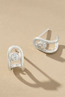 Chan Luu Diamond Arc Huggie Earrings