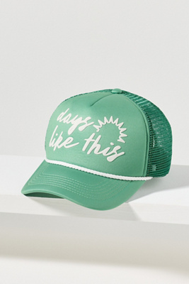 By Anthropologie Outdoorsy Conversational Trucker Hat In Green