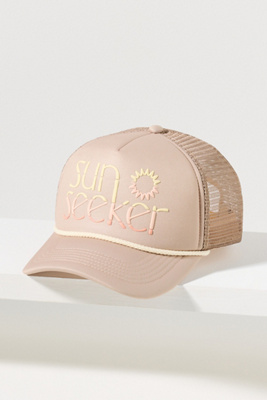 By Anthropologie Outdoorsy Conversational Trucker Hat In Sand