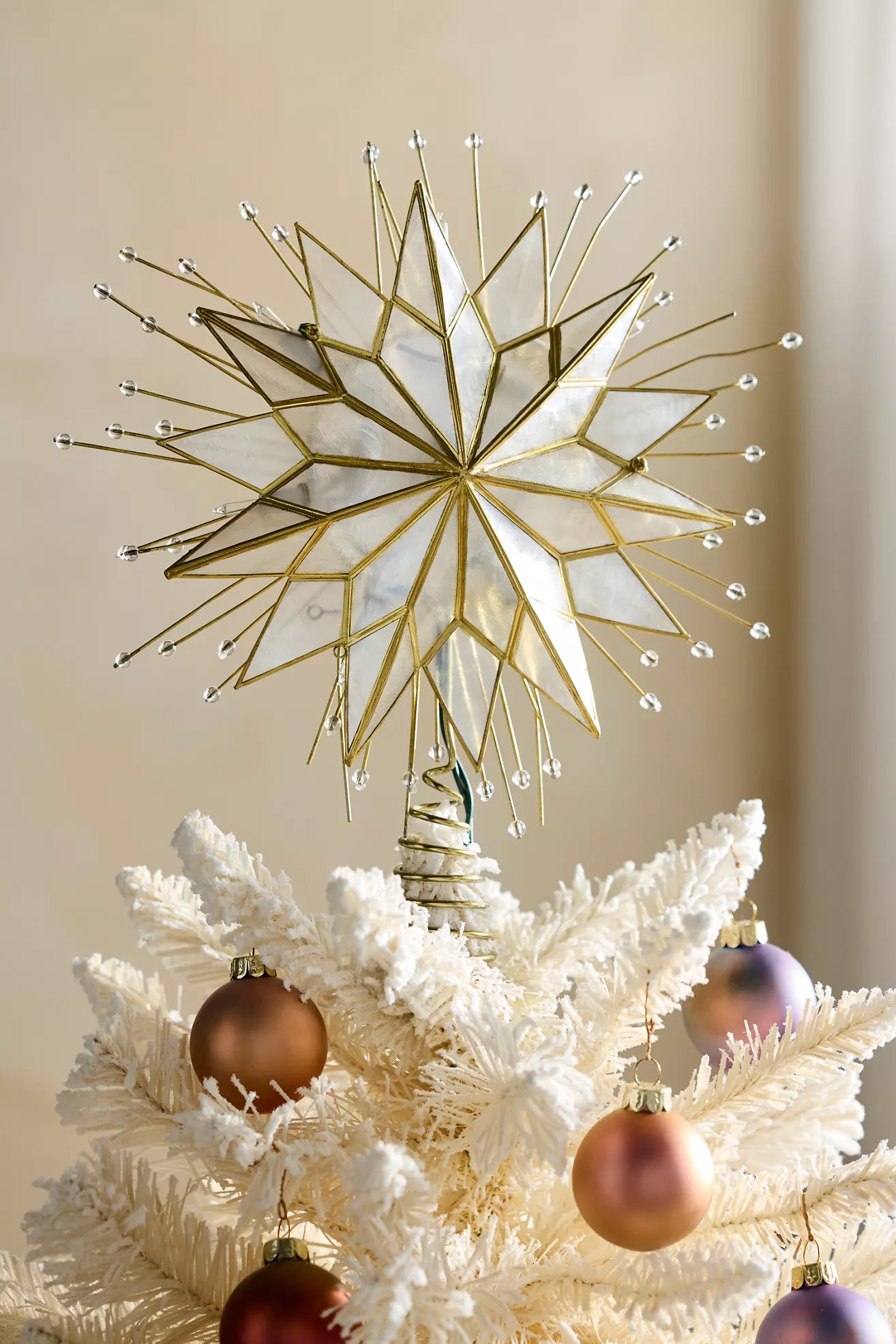 Terrain Pre-Lit Placuna Shell Star Tree Topper - thumbnail 3