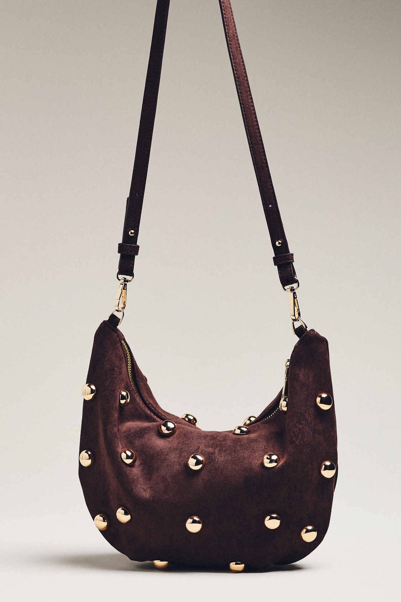 By Anthropologie Studded Faux-Suede Shoulder Bag
