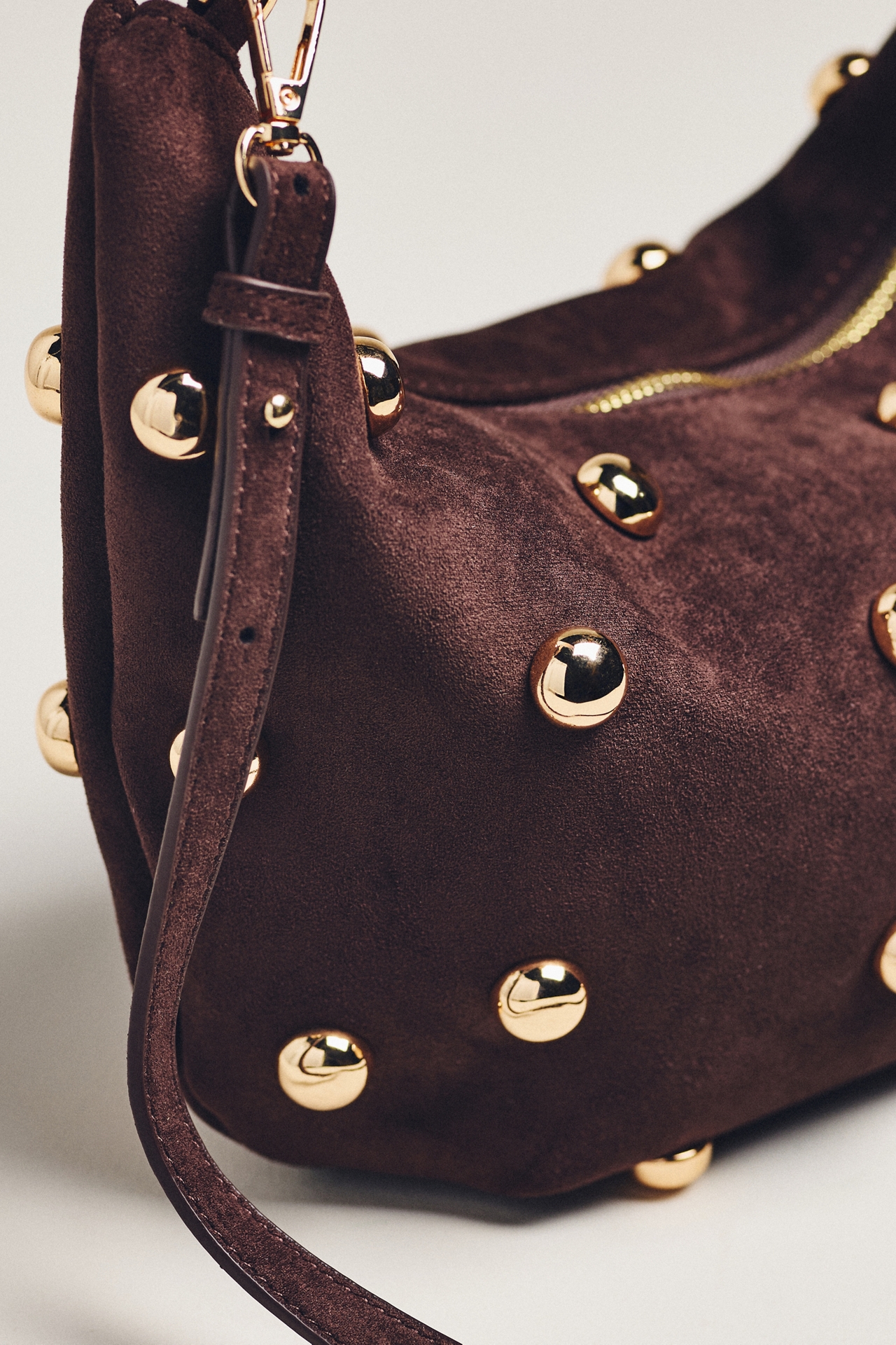 By Anthropologie Studded Faux-Suede Shoulder Bag