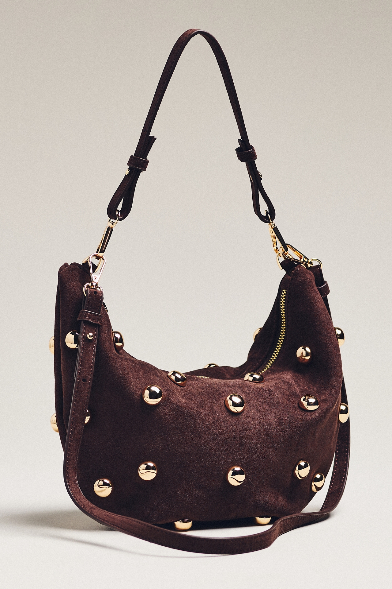 By Anthropologie Studded Faux-Suede Shoulder Bag
