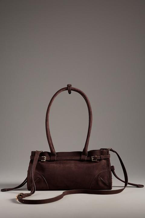 Structured Faux-Suede Shoulder Bag
