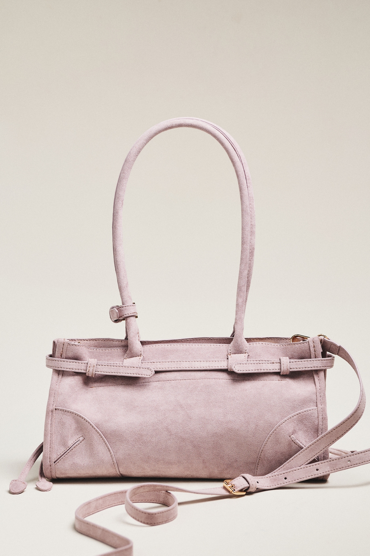 The Greer Structured Faux-Suede Shoulder Bag