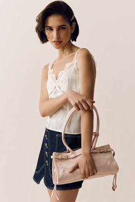The Greer Structured Faux-Suede Shoulder Bag