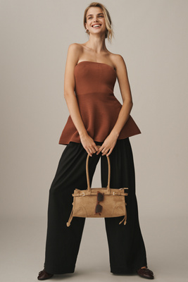 By Anthropologie Structured Shoulder Bag In Sand