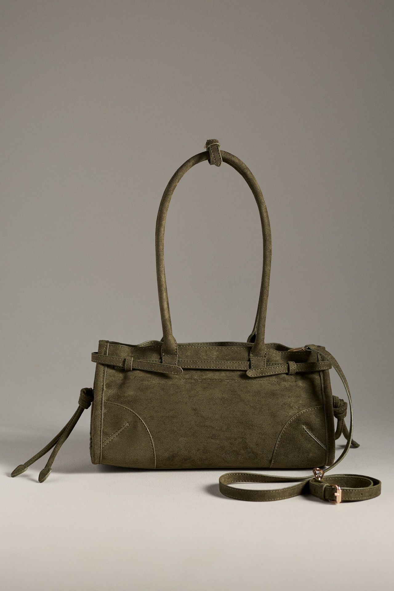 Structured Faux-Suede Shoulder Bag