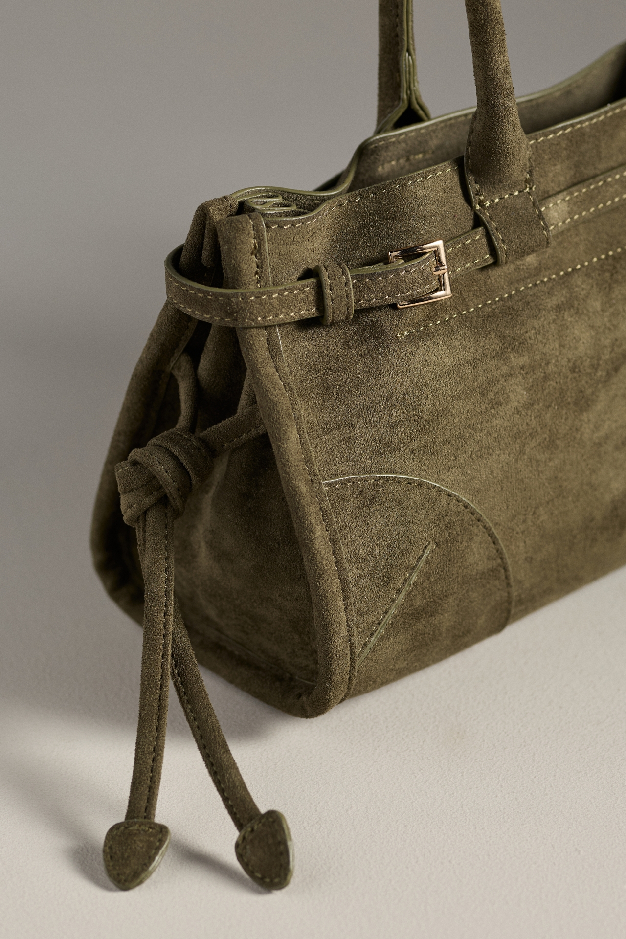 Structured Faux-Suede Shoulder Bag