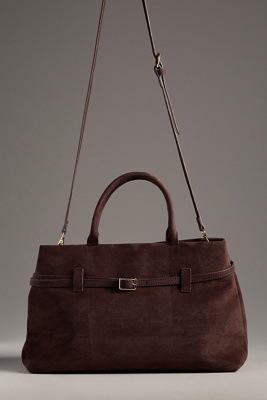 By Anthropologie Faux-suede Doctor Bag In Brown