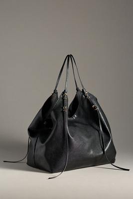 By Anthropologie Large Buckle Tote In Black