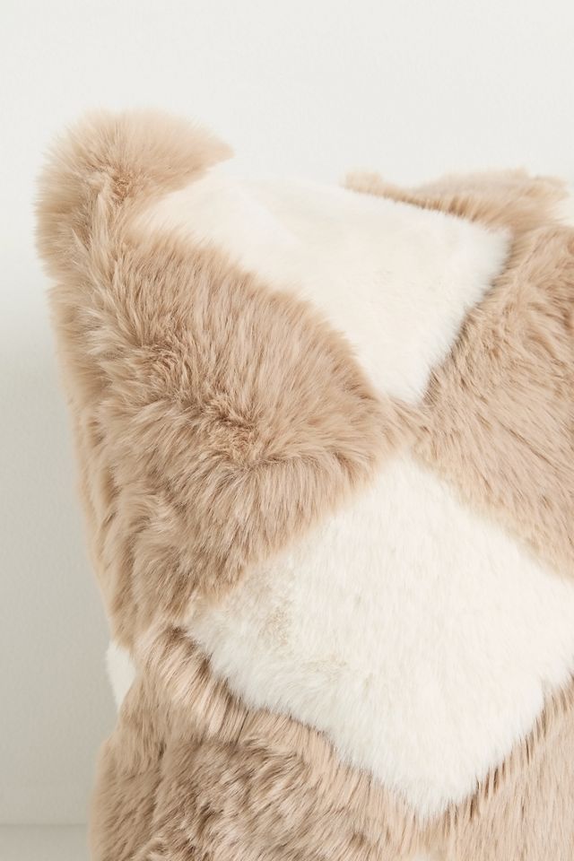 Chella Checkered Faux-Fur Pillow #2