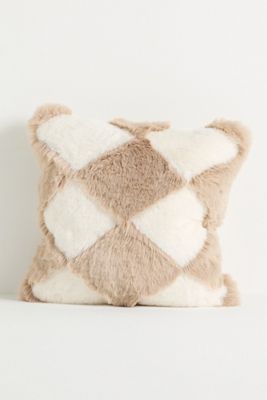 Chella Checkered Faux-Fur Pillow