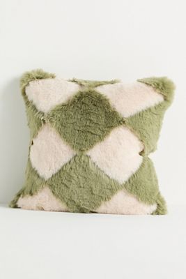 Chella Checkered Faux Fur Pillow