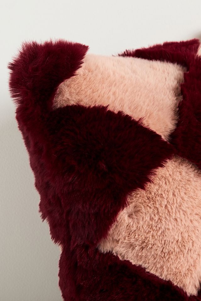 Chella Checkered Faux-Fur Pillow #2
