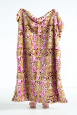 Cordelia Jacquard Floral Faux-Fur Throw Blanket