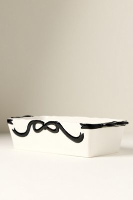 Anthropologie Benedita Bow Stoneware Loaf Pan In White