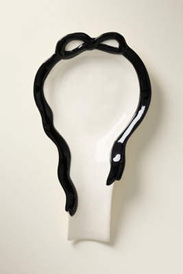 Anthropologie Benedita Bow Stoneware Spoon Rest In Black