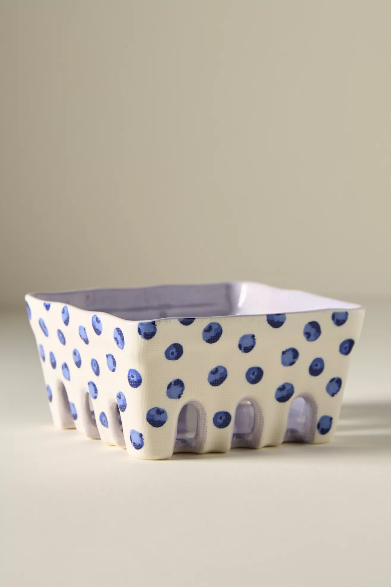 Berry Icon Handpainted Stoneware Fruit Basket