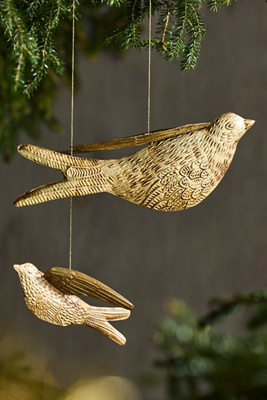 Terrain Golden Songbird Ornaments, Set Of 2 In Gold