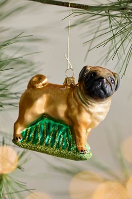 Pug Glass Ornament