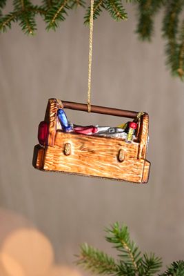 Toolbox Glass Ornament