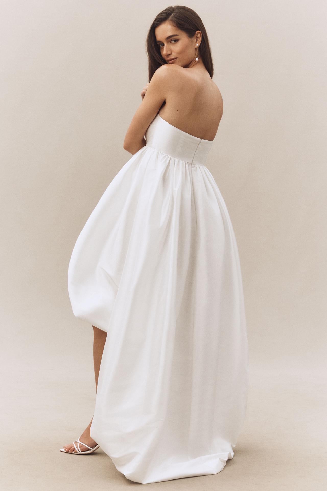 Atsu Taffeta Strapless High-Low Bubble-Hem Dress