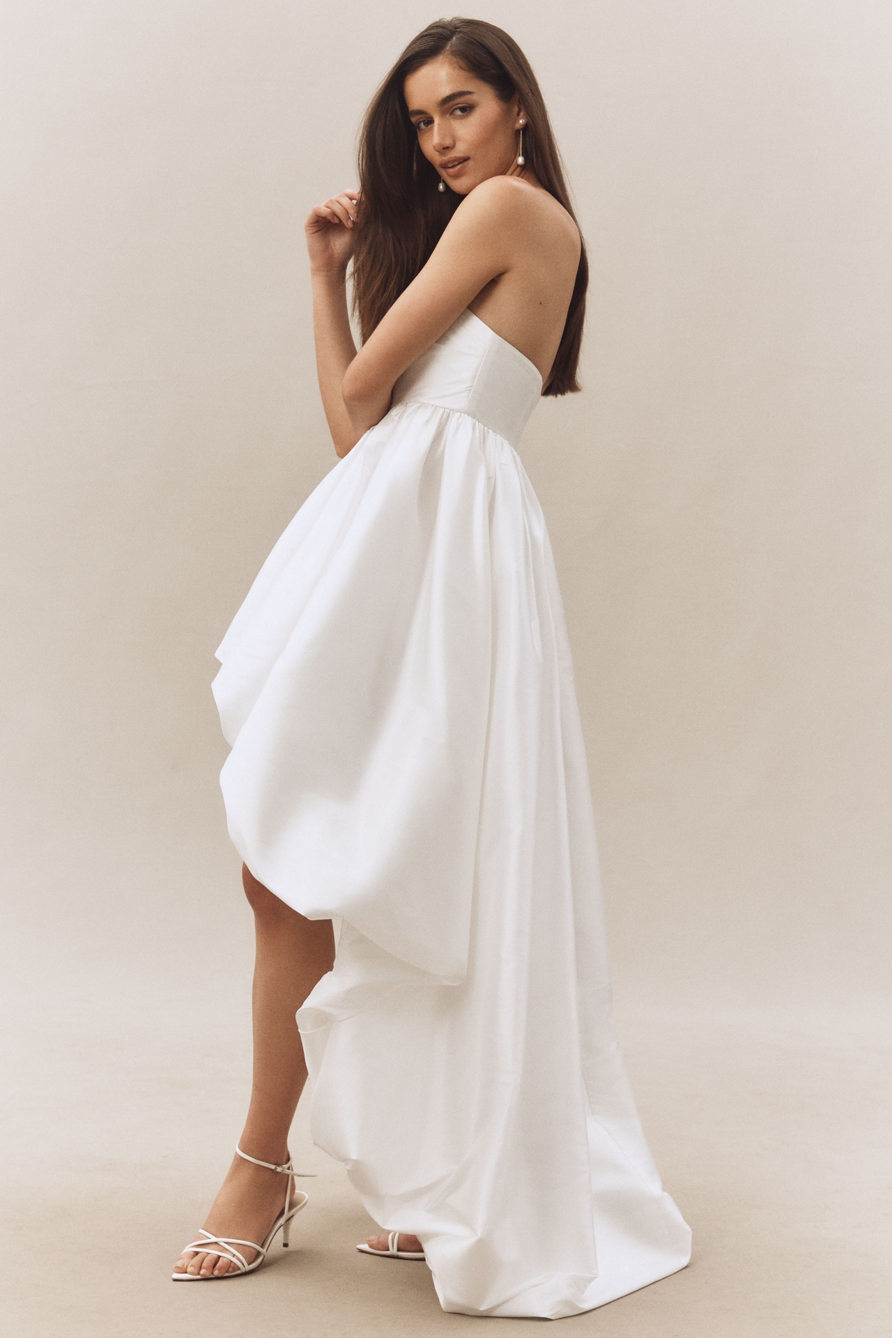 Atsu Taffeta Strapless High-Low Bubble-Hem Dress