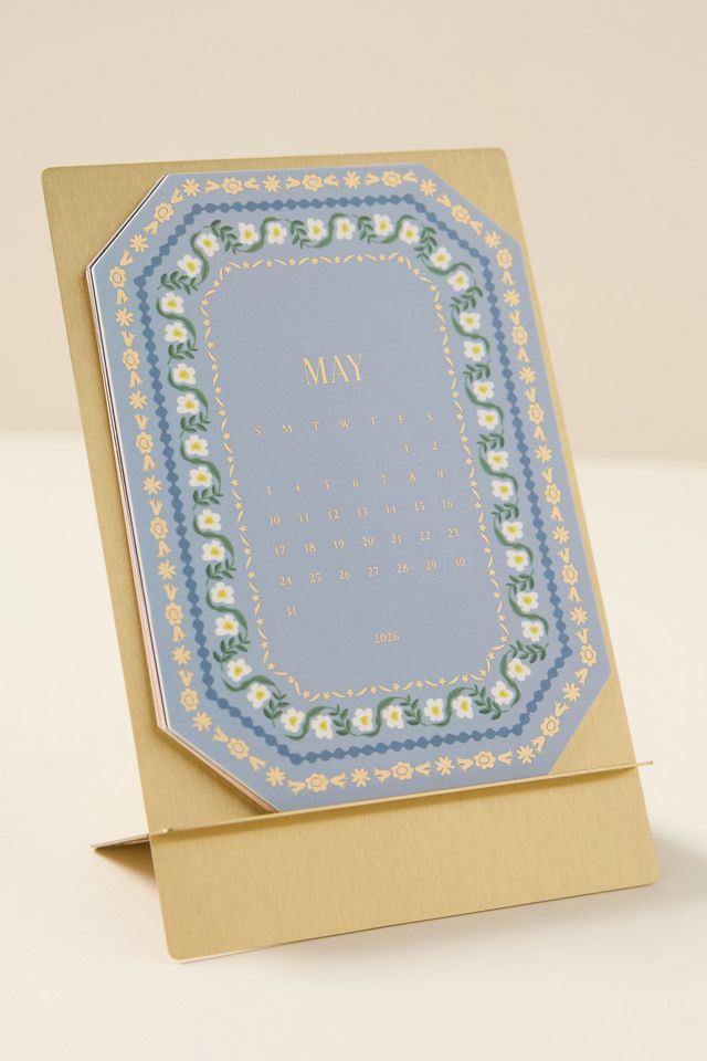 Rifle Paper Co. 2026 Wildwood Brass Easel Desk Calendar #1