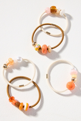 By Anthropologie Large Mixed Beaded Hair Ties, Set Of 5