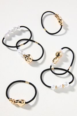 Metal Bead Hair Ties, Set of 6