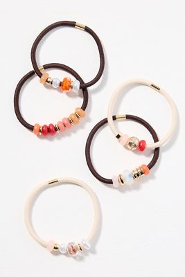 Small Mixed Beaded Hair Ties, Set of 5