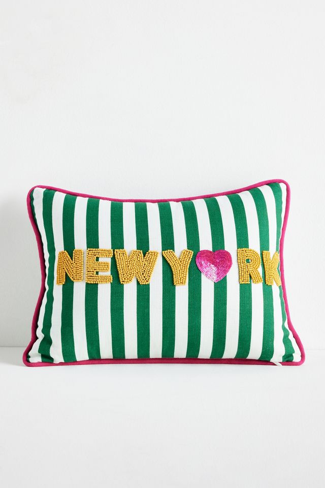City Icon Embroidered Cotton Pillow #2
