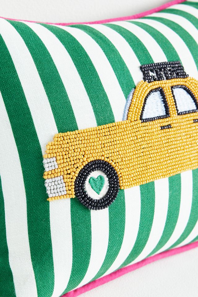 City Icon Embroidered Cotton Pillow #3