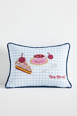 City Icon Embroidered Cotton Pillow