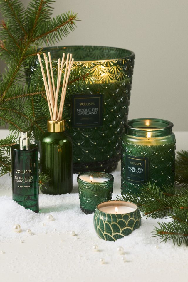 Voluspa Woody Noble Fir Garland Glass Candle #4