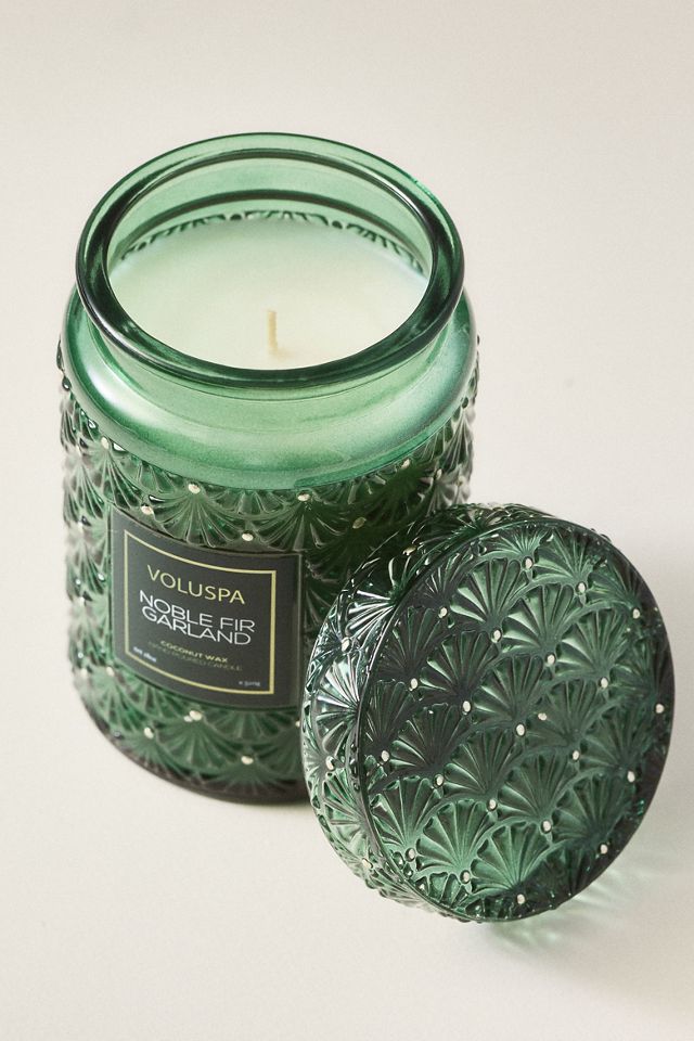 Voluspa Woody Noble Fir Garland Glass Candle #1