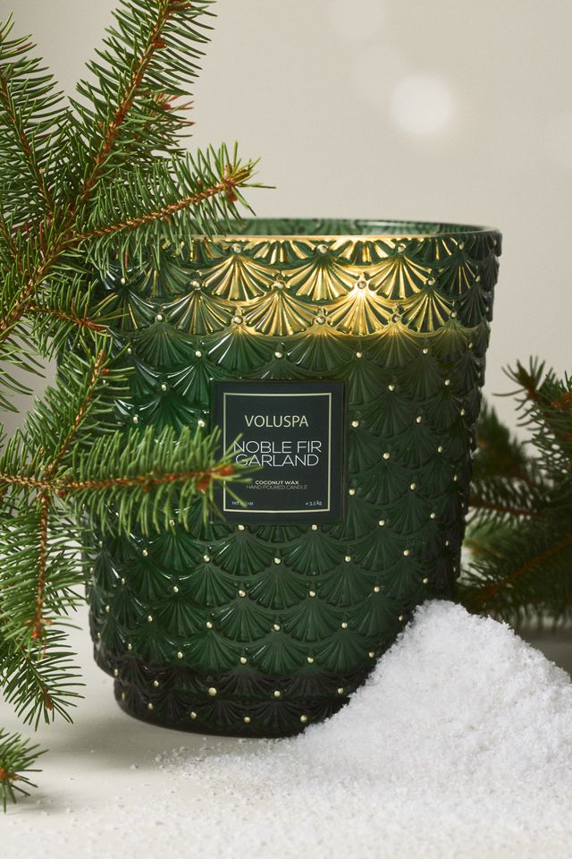 Voluspa Woody Noble Fir Garland Glass Candle #5