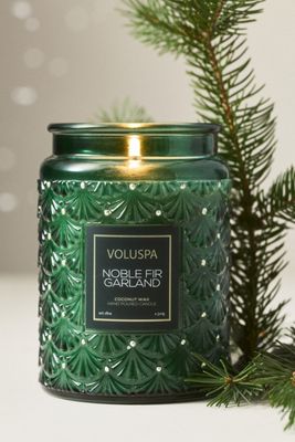Voluspa Woody Noble Fir Garland Glass Candle