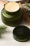 Capri Blue Woody Fir & Firewood Glass Candle