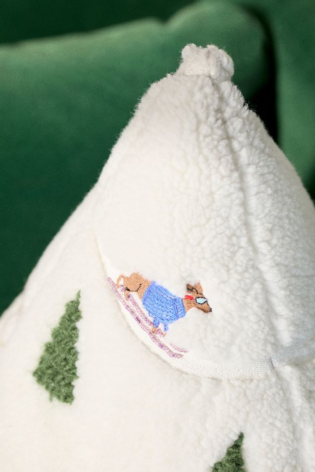 Mountain Skiers Embroidered Pillow #2