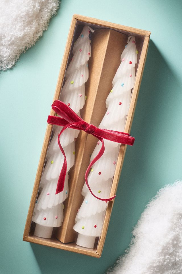 Festive Tree Taper Candles, Set of 2 #1