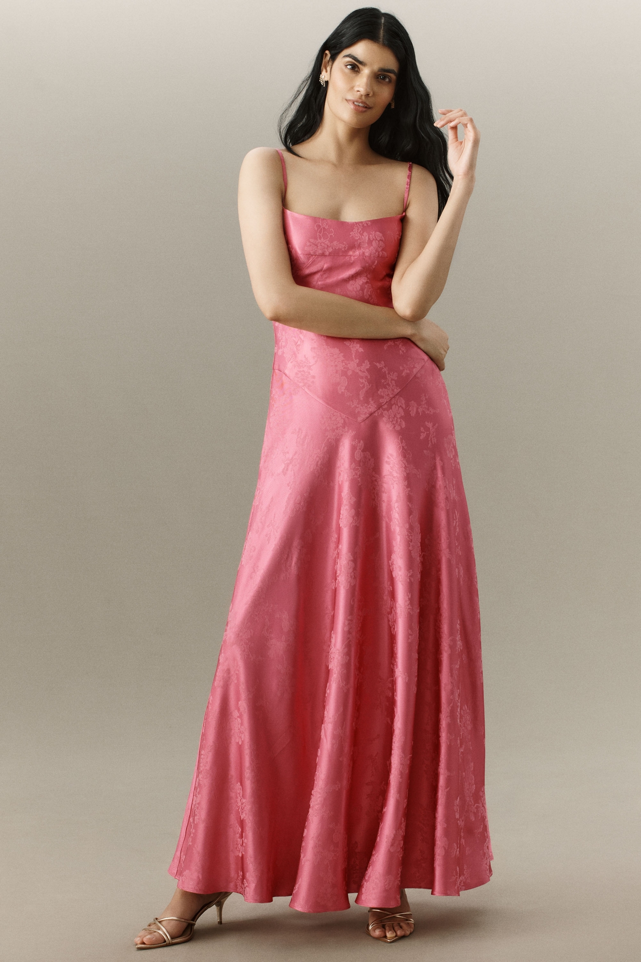 Mare Sleeveless Drop-Waist Jacquard Maxi Dress