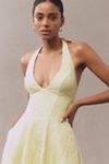 Mare Mare Halter Corset Fit & Flare Jacquard Maxi Dress